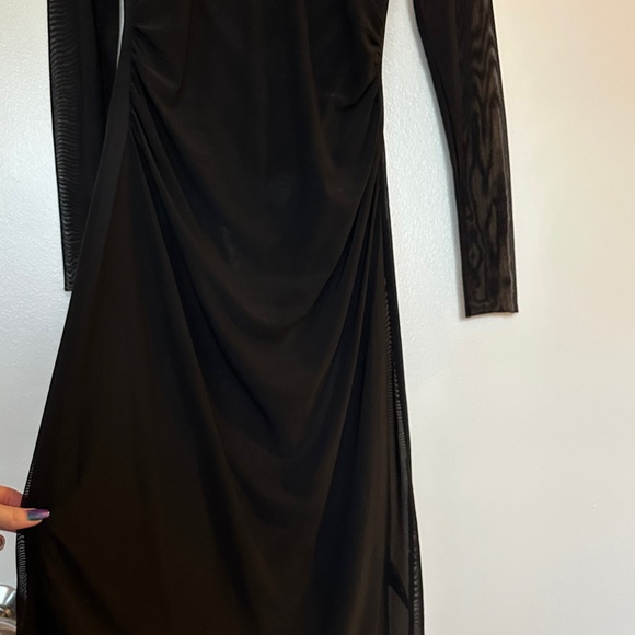 Steve Madden Mesh Black Long Sleeve Midi Dress - Picture 3 of 9